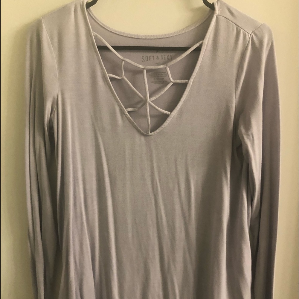 Light blue long sleeve with open detailing